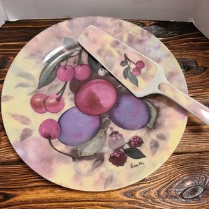 I Godinger & Co 10.5 in Porcelain Pie Plate and Server Still Life Fruit